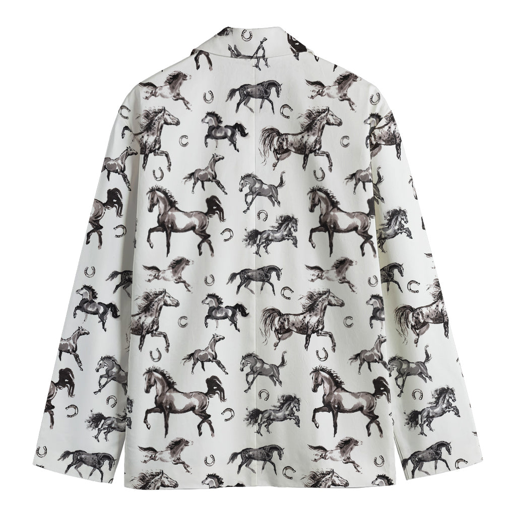 Watercolor Horse Pattern Print Men's Cotton Blazer