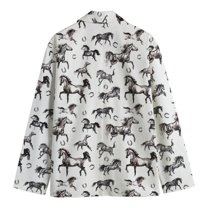 Watercolor Horse Pattern Print Men's Cotton Blazer