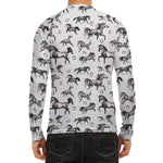 Watercolor Horse Pattern Print Men's Long Sleeve Rash Guard