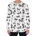 Watercolor Horse Pattern Print Men's Long Sleeve T-Shirt