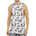 Watercolor Horse Pattern Print Men's Muscle Tank Top