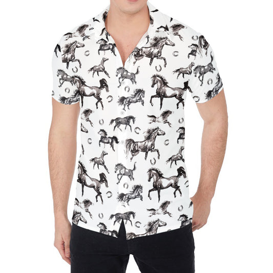 Watercolor Horse Pattern Print Men's Shirt