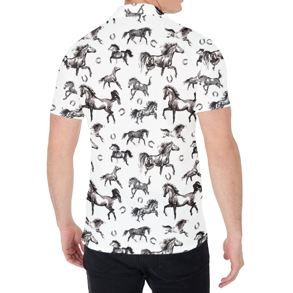 Watercolor Horse Pattern Print Men's Shirt