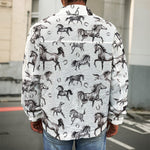 Watercolor Horse Pattern Print Men's Shirt Jacket