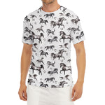 Watercolor Horse Pattern Print Men's Short Sleeve Rash Guard