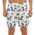 Watercolor Horse Pattern Print Men's Split Running Shorts