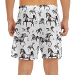 Watercolor Horse Pattern Print Men's Split Running Shorts