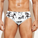 Watercolor Horse Pattern Print Men's Swim Briefs