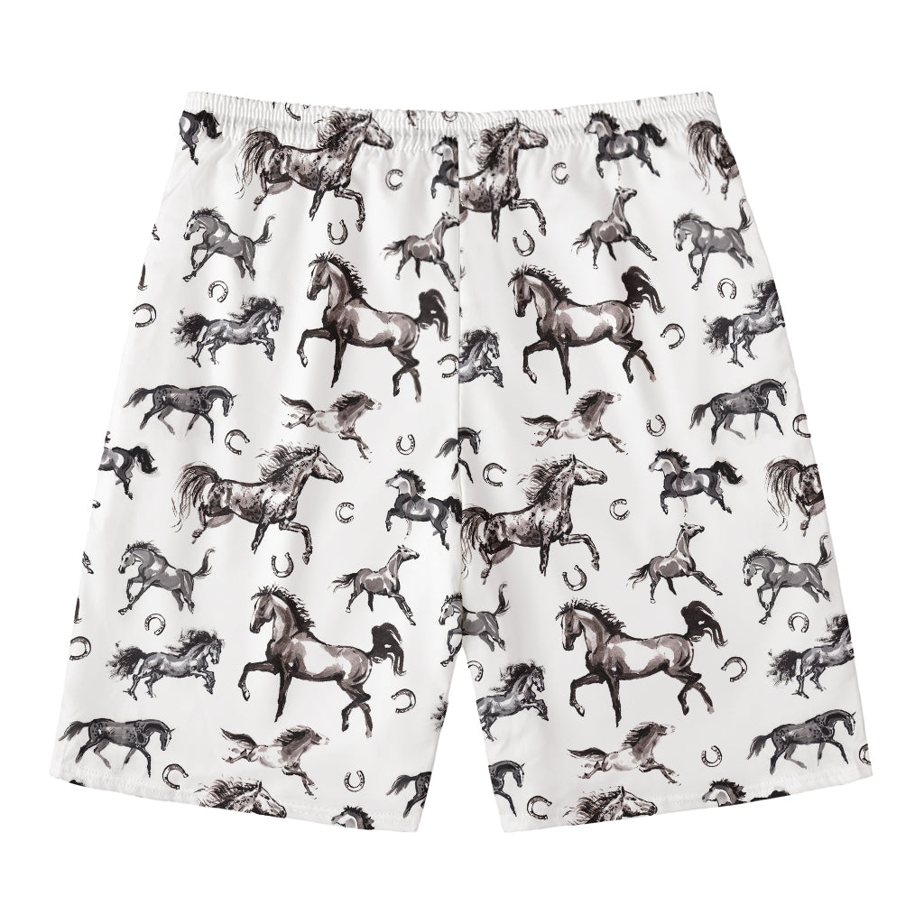 Watercolor Horse Pattern Print Men's Swim Trunks