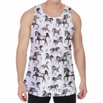 Watercolor Horse Pattern Print Men's Velvet Tank Top