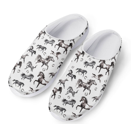 Watercolor Horse Pattern Print Mesh Casual Shoes