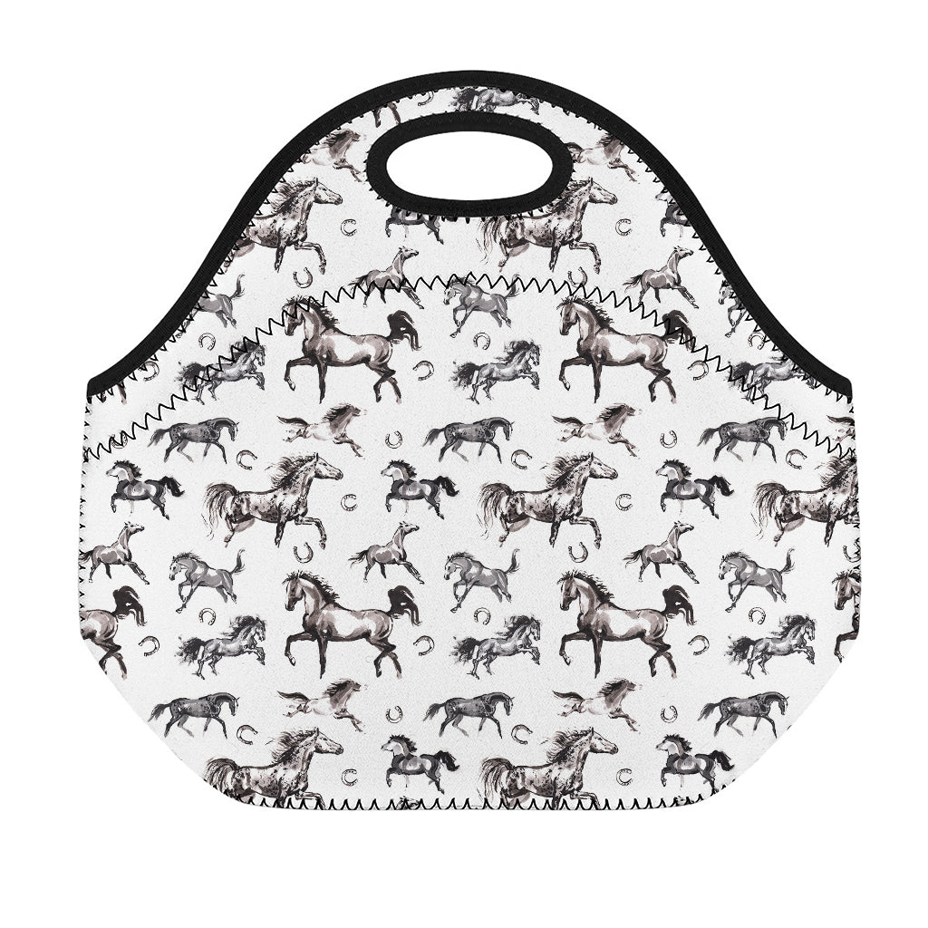 Watercolor Horse Pattern Print Neoprene Lunch Bag