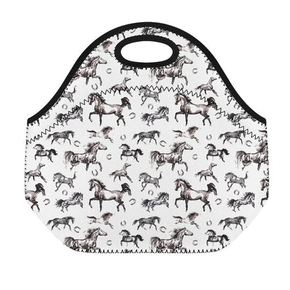 Watercolor Horse Pattern Print Neoprene Lunch Bag