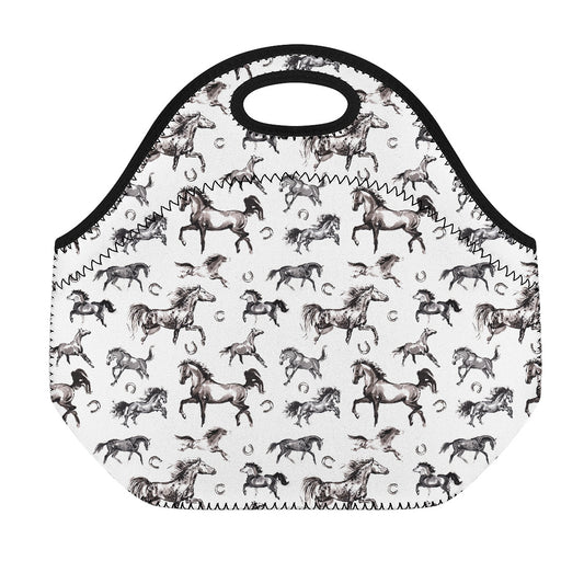 Watercolor Horse Pattern Print Neoprene Lunch Bag