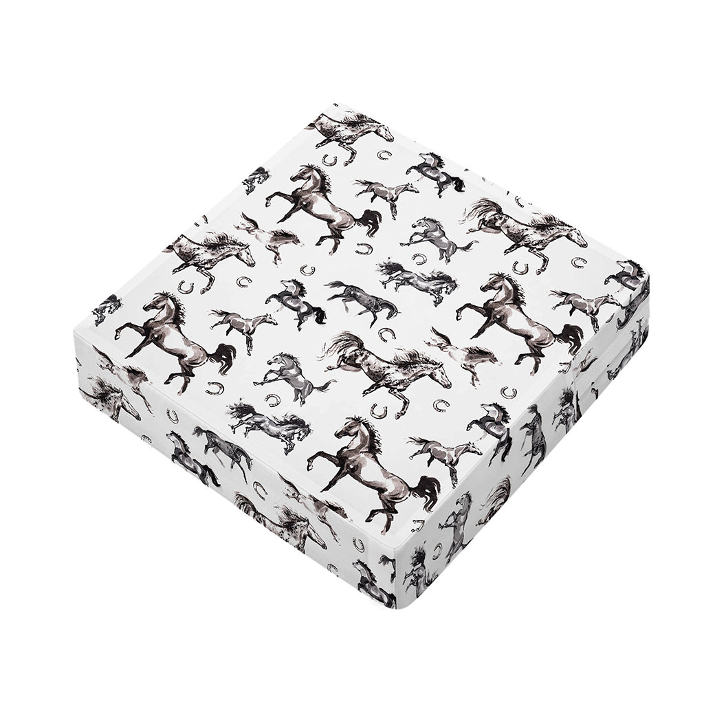 Watercolor Horse Pattern Print Outdoor Seat Cushion Cover