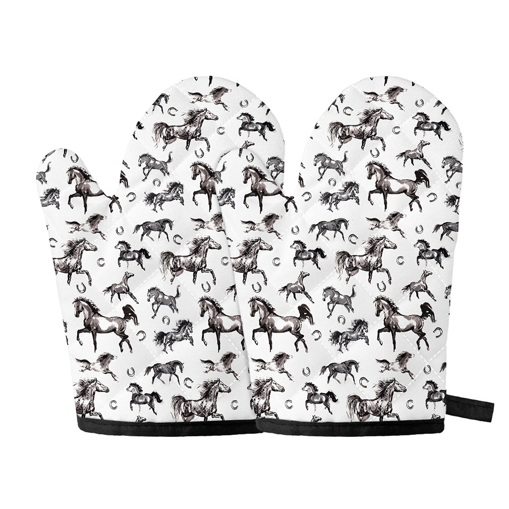 Watercolor Horse Pattern Print Oven Mitts