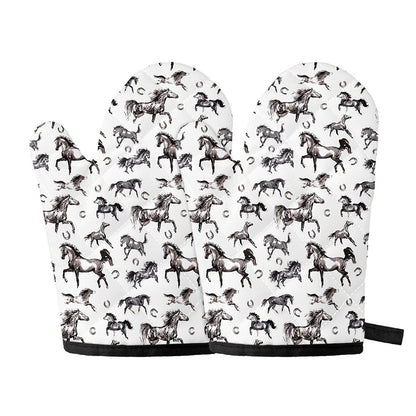 Watercolor Horse Pattern Print Oven Mitts