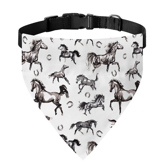 Watercolor Horse Pattern Print Over The Collar Dog Bandana