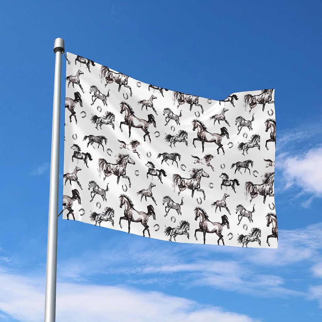 Watercolor Horse Pattern Print Polyester Flag
