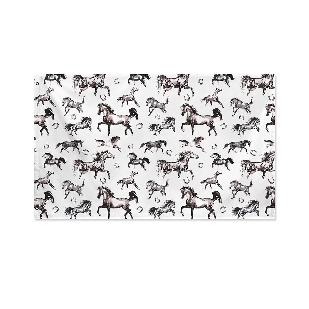 Watercolor Horse Pattern Print Polyester Flag