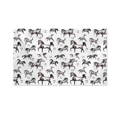 Watercolor Horse Pattern Print Polyester Flag