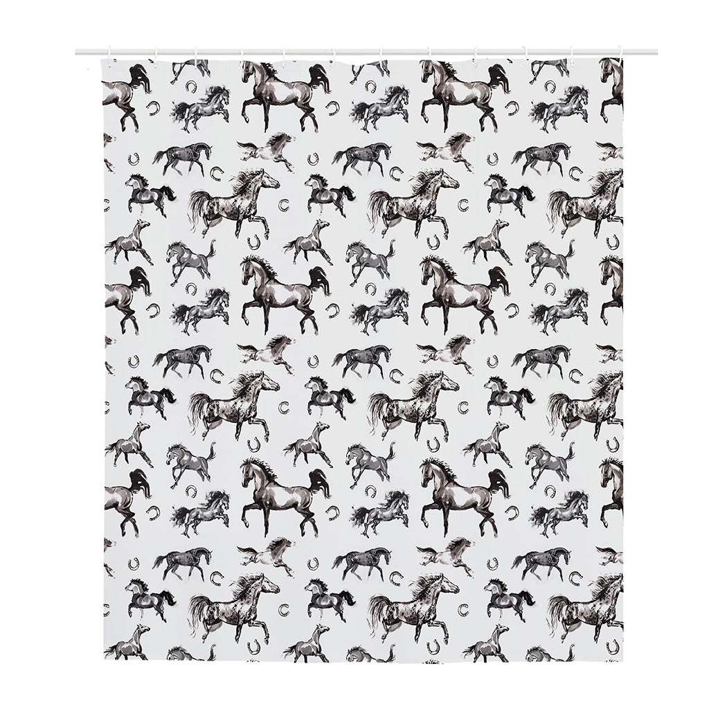 Watercolor Horse Pattern Print Polyester Shower Curtain