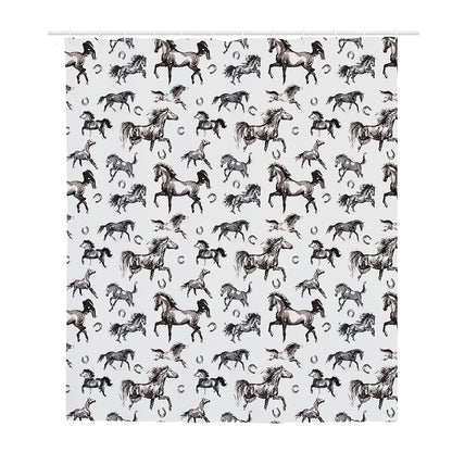 Watercolor Horse Pattern Print Polyester Shower Curtain