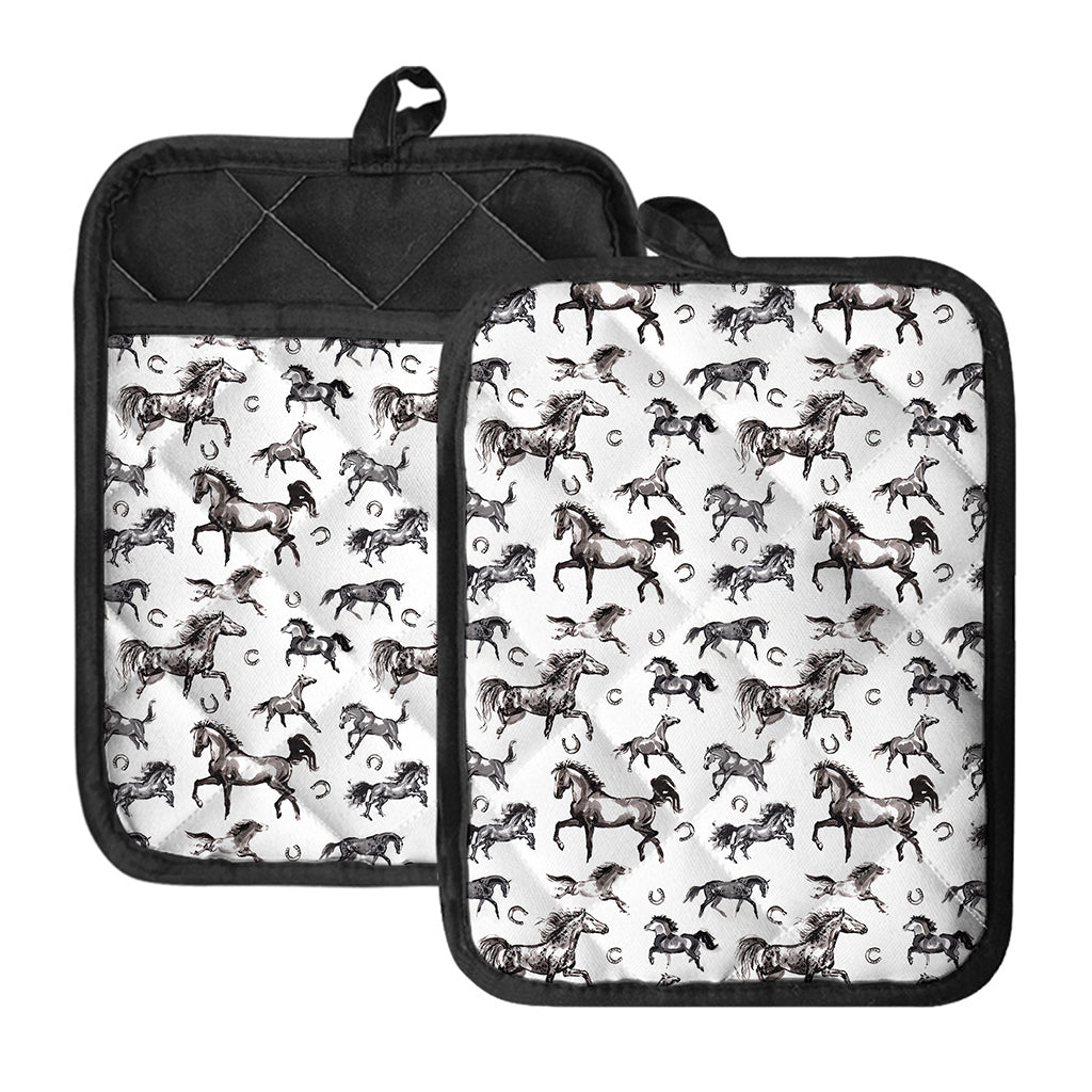 Watercolor Horse Pattern Print Pot Holders With Pocket