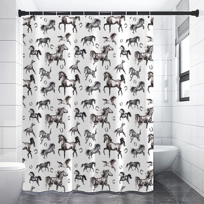 Watercolor Horse Pattern Print Premium Shower Curtain