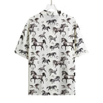 Watercolor Horse Pattern Print Rayon Hawaiian Shirt