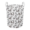 Watercolor Horse Pattern Print Round Laundry Basket
