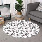 Watercolor Horse Pattern Print Round Rug