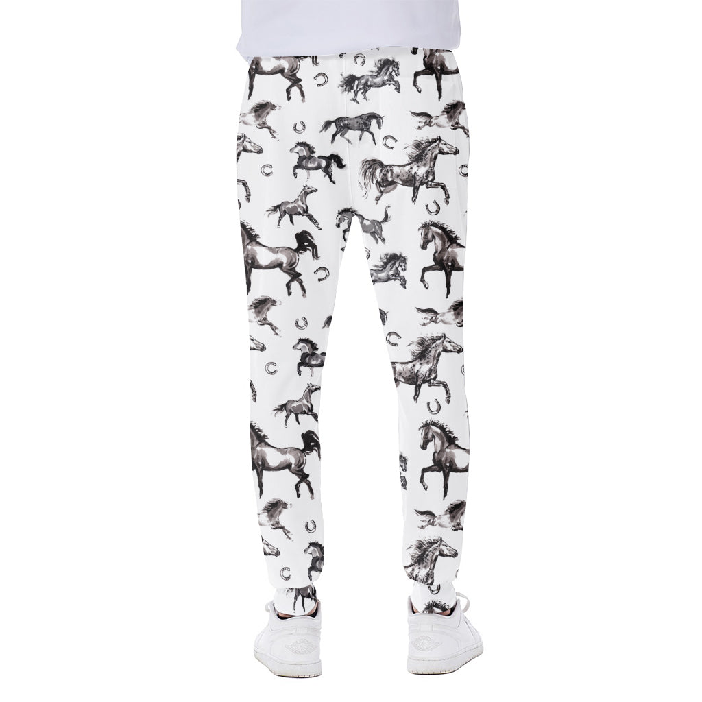 Watercolor Horse Pattern Print Scuba Joggers