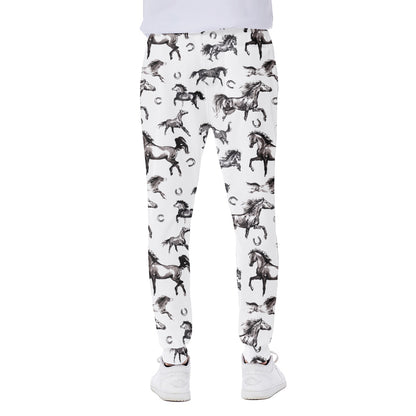 Watercolor Horse Pattern Print Scuba Joggers