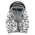 Watercolor Horse Pattern Print Sherpa Lined Zip Up Hoodie