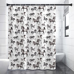 Watercolor Horse Pattern Print Shower Curtain