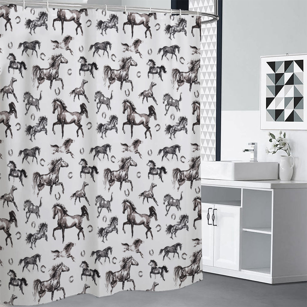Watercolor Horse Pattern Print Shower Curtain