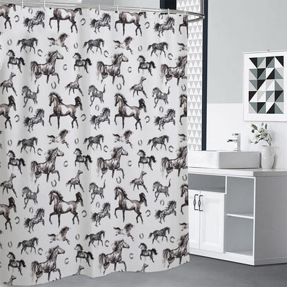 Watercolor Horse Pattern Print Shower Curtain