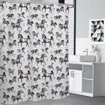 Watercolor Horse Pattern Print Shower Curtain