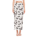 Watercolor Horse Pattern Print Side Slit Maxi Skirt