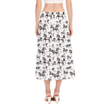 Watercolor Horse Pattern Print Side Slit Midi Skirt