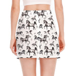 Watercolor Horse Pattern Print Side Slit Mini Skirt