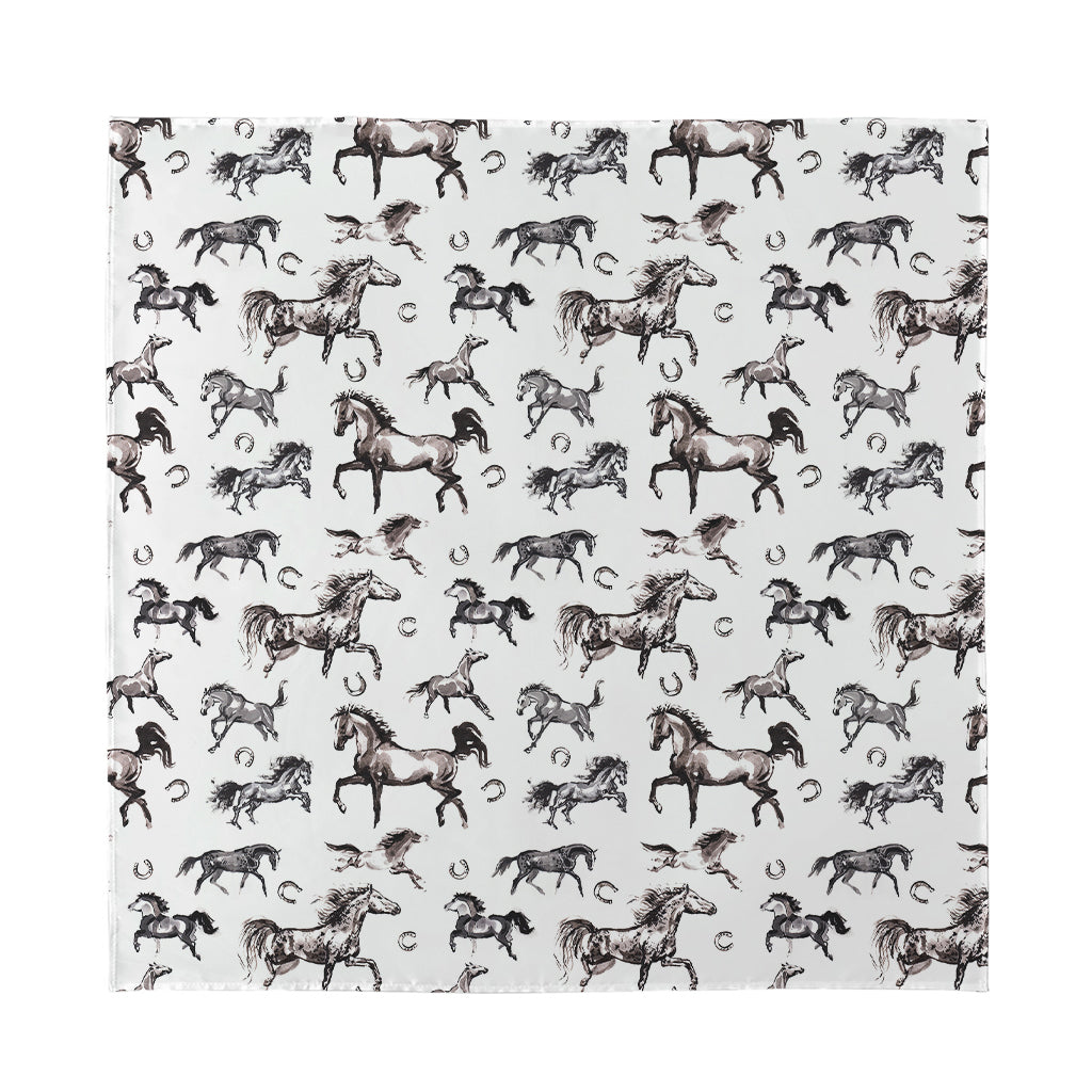 Watercolor Horse Pattern Print Silk Bandana