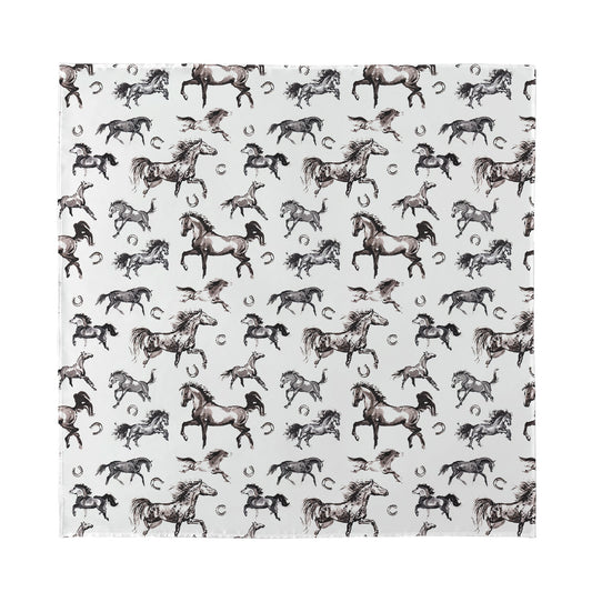 Watercolor Horse Pattern Print Silk Bandana
