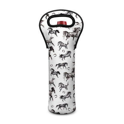 Watercolor Horse Pattern Print Single Neoprene Wine Tote