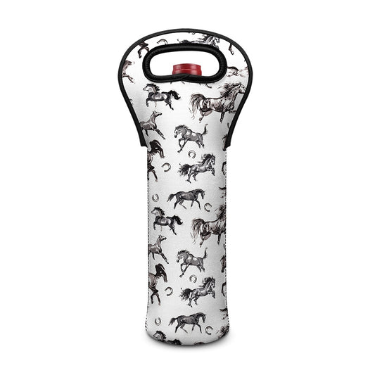 Watercolor Horse Pattern Print Single Neoprene Wine Tote