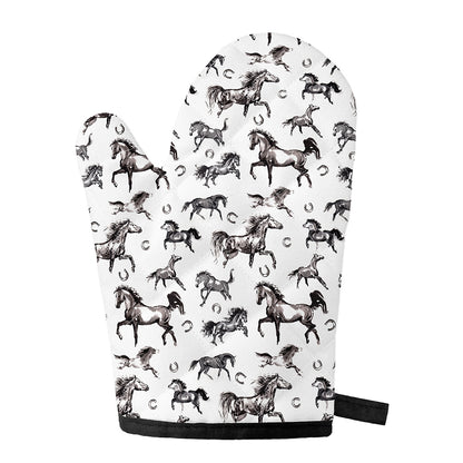 Watercolor Horse Pattern Print Single Oven Mitt