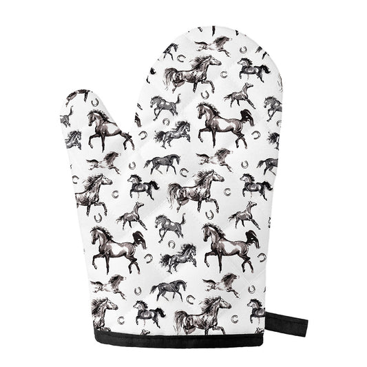 Watercolor Horse Pattern Print Single Oven Mitt
