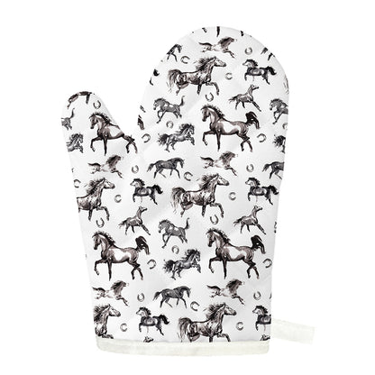 Watercolor Horse Pattern Print Single Oven Mitt