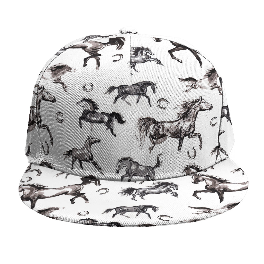 Watercolor Horse Pattern Print Snapback Cap
